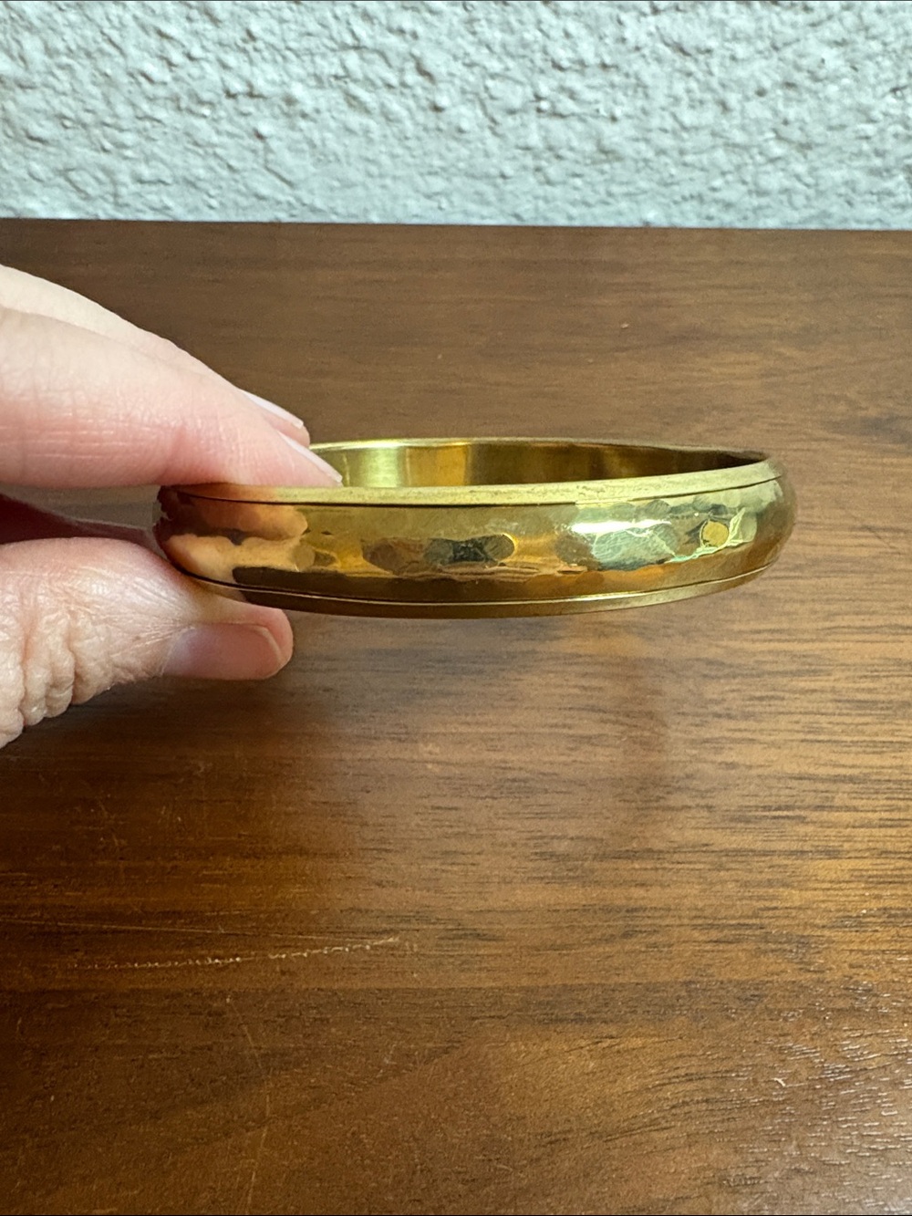 Vintage Hammered Brass Bangle Bracelet
